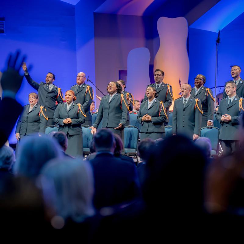 Salvationists worshipping