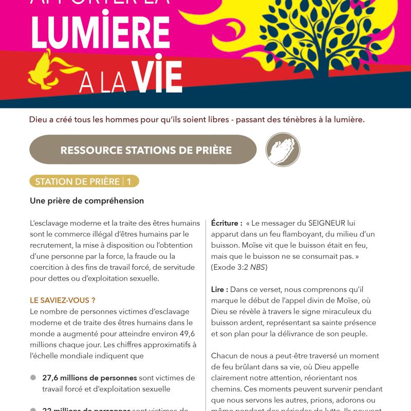 Apporter la Lumiere a la Vie - Ressource stations de prière