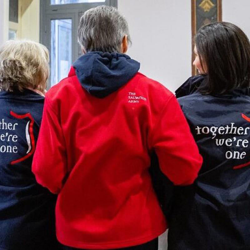 Green Light Project team members wearing Salvation Army jackets