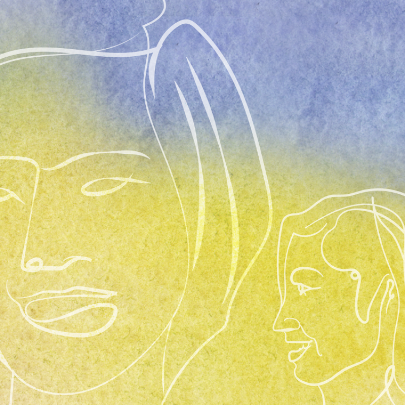 Sketch image of two women
