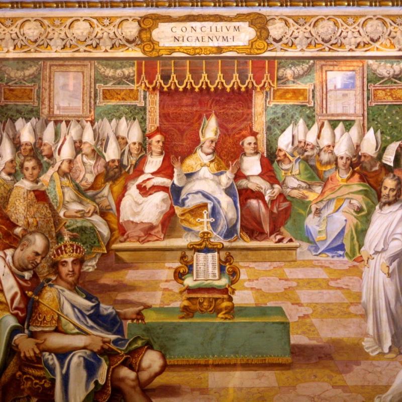 A fresco of the council of Nicea, which is displayed at the Vatican